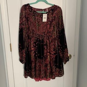 Free People Wine Combo Velvet Dress M